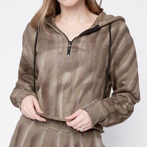 COTTON CITIZEN Brooklyn Crop Zip Hoodie in Ash Drip